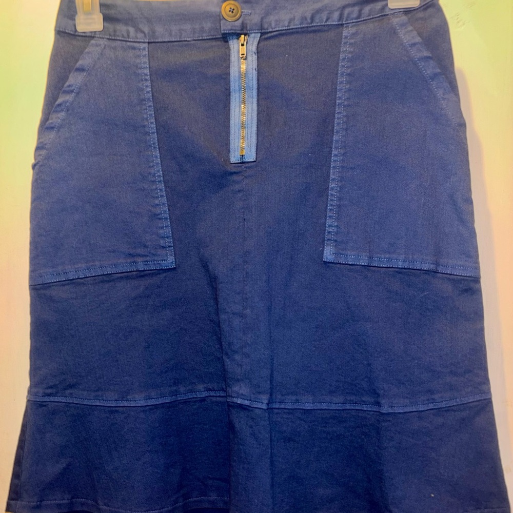 Women's Navy A-Line Skirt with Front Zip
